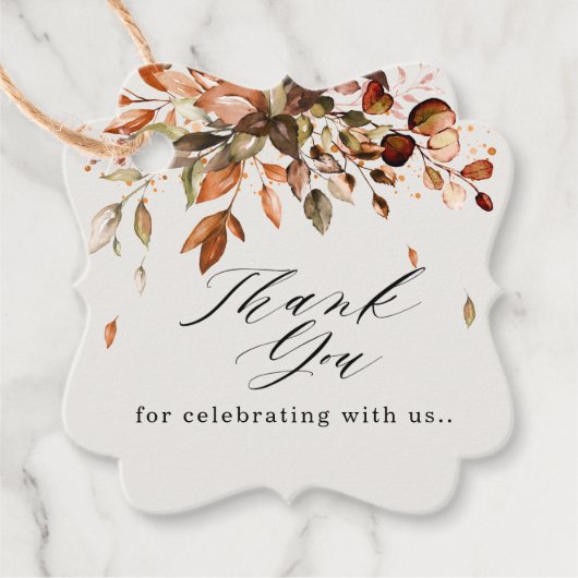 Herbstwochenende Rustikale Boho Hochzeit Geschenkanhänger (Vorderseite)