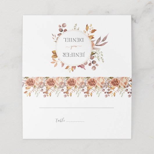 Herbstwochenende Rustikale Boho Hochzeit Platzkarte (Außenseite Aufgefaltet)