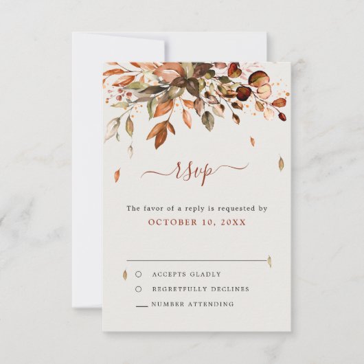 Herbstwochenende Rustikale Boho Hochzeit RSVP Karte (Vorderseite)