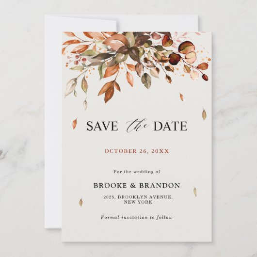 Herbstwochenende Rustikale Boho Hochzeit Save The Date (Vorderseite)