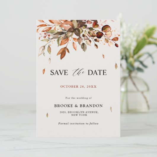 Herbstwochenende Rustikale Boho Hochzeit Save The Date (Stehend Vorderseite)