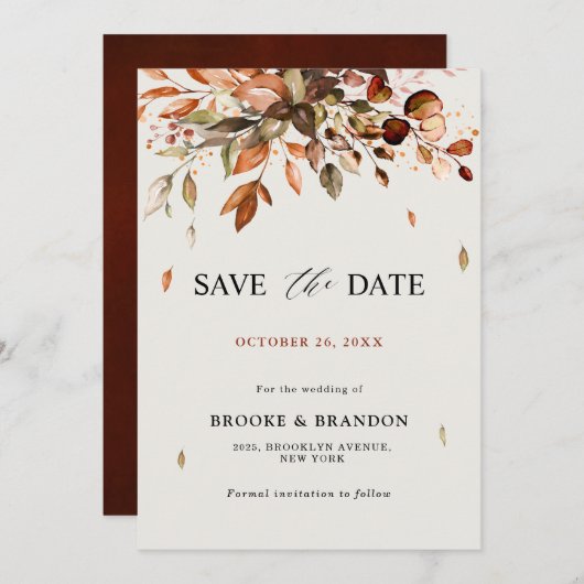 Herbstwochenende Rustikale Boho Hochzeit Save The Date (Vorne/Hinten)