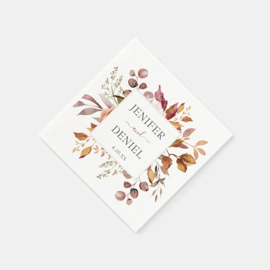 Herbstwochenende Rustikale Boho Hochzeit Serviette (Ecke)