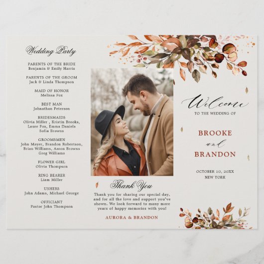 Herbstwochenende Rustikales Hochzeitsprogramm (Vorderseite)