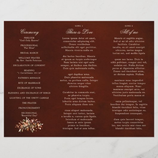 Herbstwochenende Rustikales Hochzeitsprogramm (Rückseite)