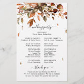 Herbstwochenende Rustikales Hochzeitsprogramm (Rückseite)
