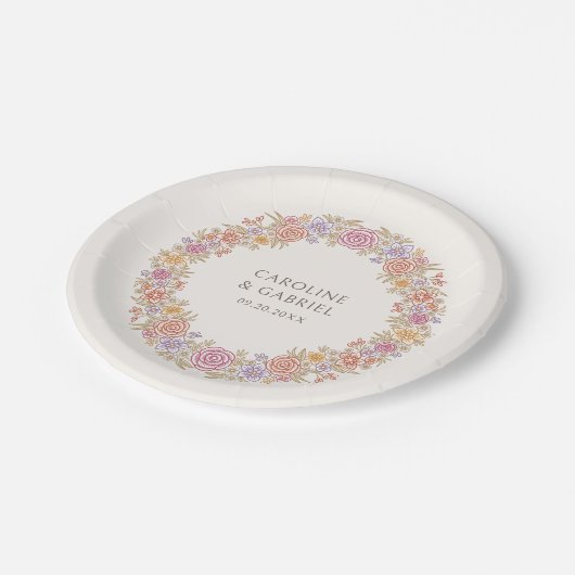 Herbstwochenende Wildblumen Pappteller (Schrägansicht)