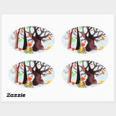 Herbstwonderland - ovaler aufkleber (Blatt)