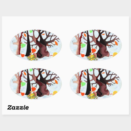 Herbstwonderland - ovaler aufkleber (Blatt)