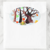 Herbstwonderland - ovaler aufkleber (Tasche)