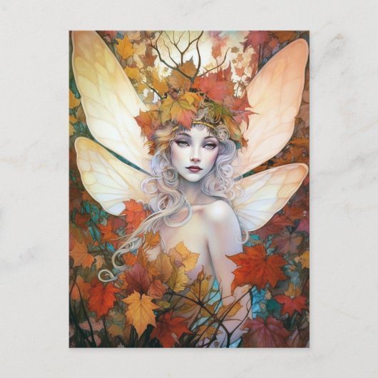 Herbstwoodland Faiasy Fantasy Art Postkarte (Vorderseite)