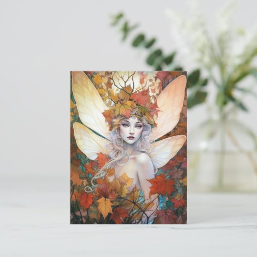 Herbstwoodland Faiasy Fantasy Art Postkarte (Stehend Vorderseite)