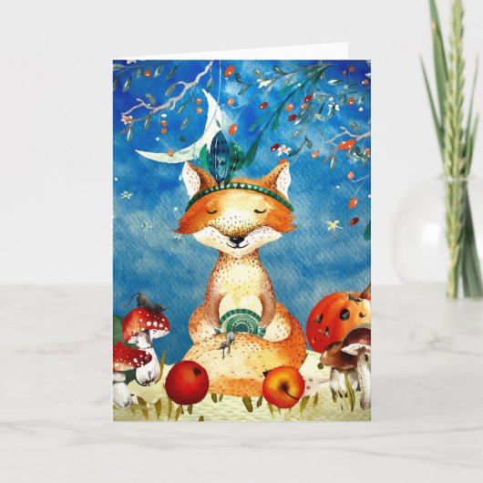 Herbstwoodland Friends Fox Forest Illustration Karte (Vorderseite)