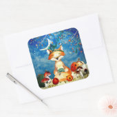 Herbstwoodland Friends Fox Forest Illustration Quadratischer Aufkleber (Umschlag)