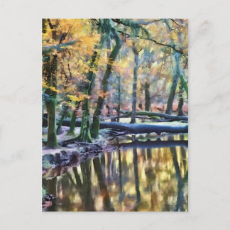 Herbstwoodland Ölgemälde Postkarte