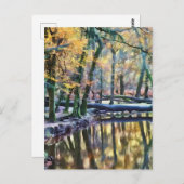 Herbstwoodland Ölgemälde Postkarte (Vorne/Hinten)