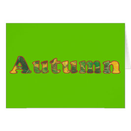 Herbstwort in birkenfarbenen Blätter Karten von Ch