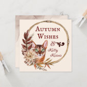 Herbstwünsche & Kitty Kisses, Herbstsaison Gruß Karte (Vorderseite/Rückseite Beispiel)