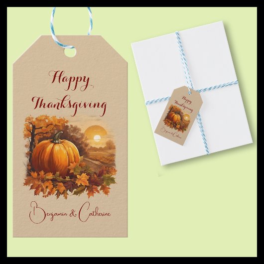 Herbstzeit Kürbis Thema Geschenkanhänger