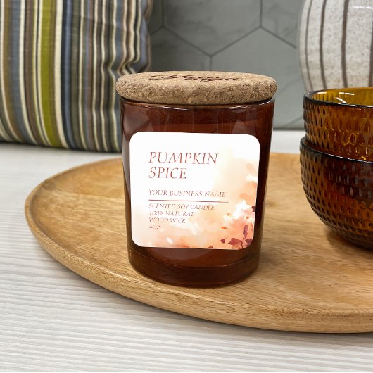 Herbstzentrierte Kerze Modernes Wasserfarbenlabel Quadratischer Aufkleber