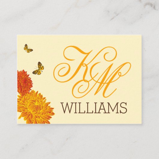 Herbstzweig Dahlia Moderne Hochzeiten Platzkarten (Rückseite)