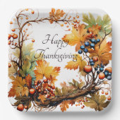 Herbstzweig mit Blätter und Beeren nach Maß Pappteller (Vorderseite)