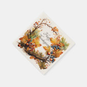 Herbstzweig mit Blätter und Beeren nach Maß Serviette (Ecke)