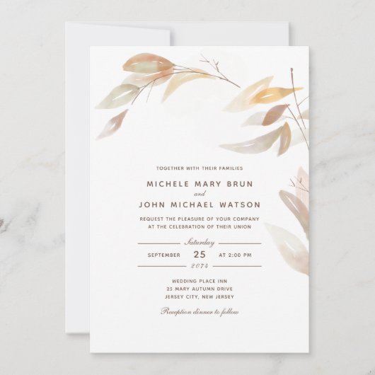 Herbstzweig Wasserfarbe Einfache Einladung zur Hoc (Vorderseite)