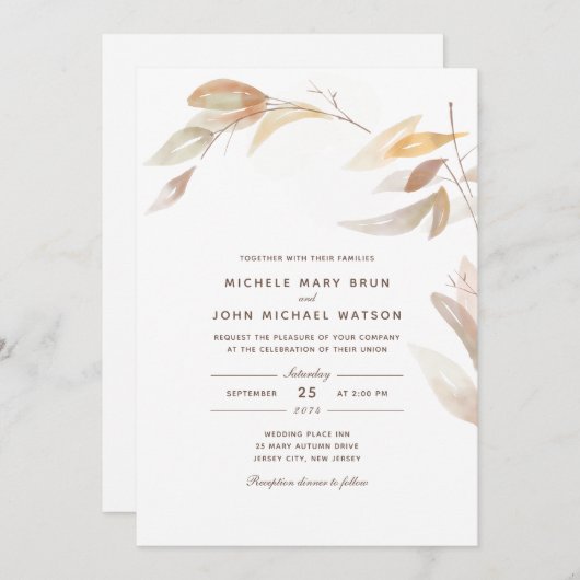 Herbstzweig Wasserfarbe Einfache Einladung zur Hoc (Vorne/Hinten)