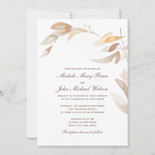 Herbstzweig Wasserfarbe Einfache Einladung zur Hoc (Vorderseite)