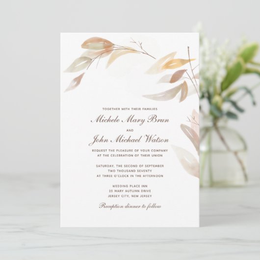 Herbstzweig Wasserfarbe Einfache Einladung zur Hoc (Stehend Vorderseite)