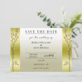 Herbstzweige, Confetti Gold Save the Date Einladung (Stehend Vorderseite)