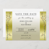 Herbstzweige, Confetti Gold Save the Date Einladung (Vorne/Hinten)