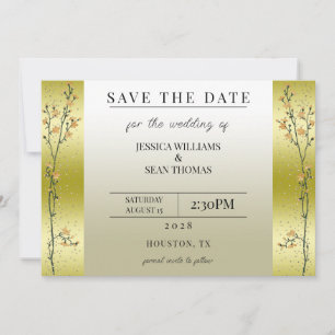 Herbstzweige, Confetti Gold Save the Date Einladung