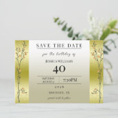 Herbstzweige, Confetti Gold Save the Date Einladung (Stehend Vorderseite)