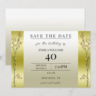 Herbstzweige, Confetti Gold Save the Date Einladung