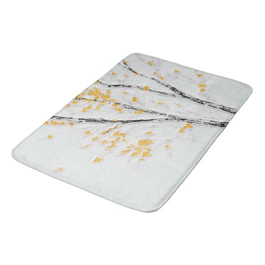 Herbstzweige mit gelben Herbstlauben Badematte (Schrägansicht)