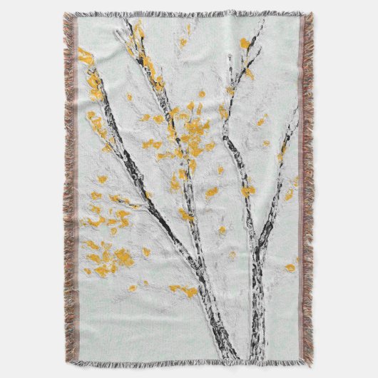 Herbstzweige mit gelben Herbstlauben Decke (Vorderseite Vertikal)