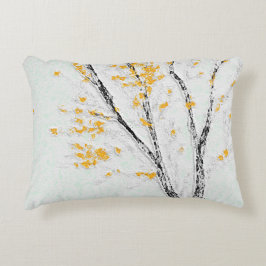 Herbstzweige mit gelben Herbstlauben Dekokissen