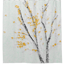 Herbstzweige mit gelben Herbstlauben Duschvorhang