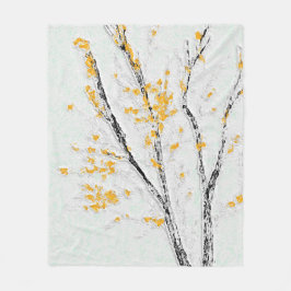 Herbstzweige mit gelben Herbstlauben Fleecedecke