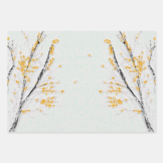 Herbstzweige mit gelben Herbstlauben Geschenkpapier Set (Vorderseite 3)