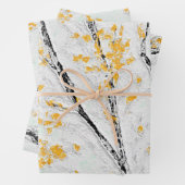 Herbstzweige mit gelben Herbstlauben Geschenkpapier Set (Beispiel)