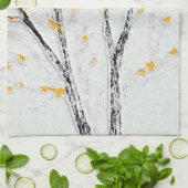 Herbstzweige mit gelben Herbstlauben Geschirrtuch (Gefaltet)