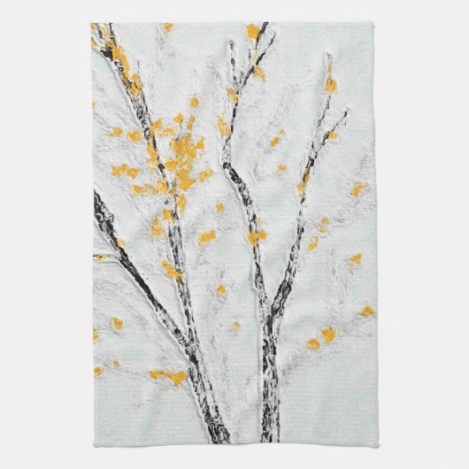 Herbstzweige mit gelben Herbstlauben Geschirrtuch (Vertikal)