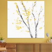 Herbstzweige mit gelben Herbstlauben Leinwanddruck (Insitu (Wohnzimmer))