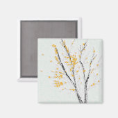 Herbstzweige mit gelben Herbstlauben Magnet (Vorderseite/Rückseite)