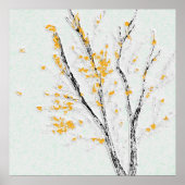 Herbstzweige mit gelben Herbstlauben Poster (Vorne)
