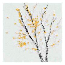 Herbstzweige mit gelben Herbstlauben