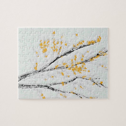 Herbstzweige mit gelben Herbstlauben Puzzle (Horizontal)